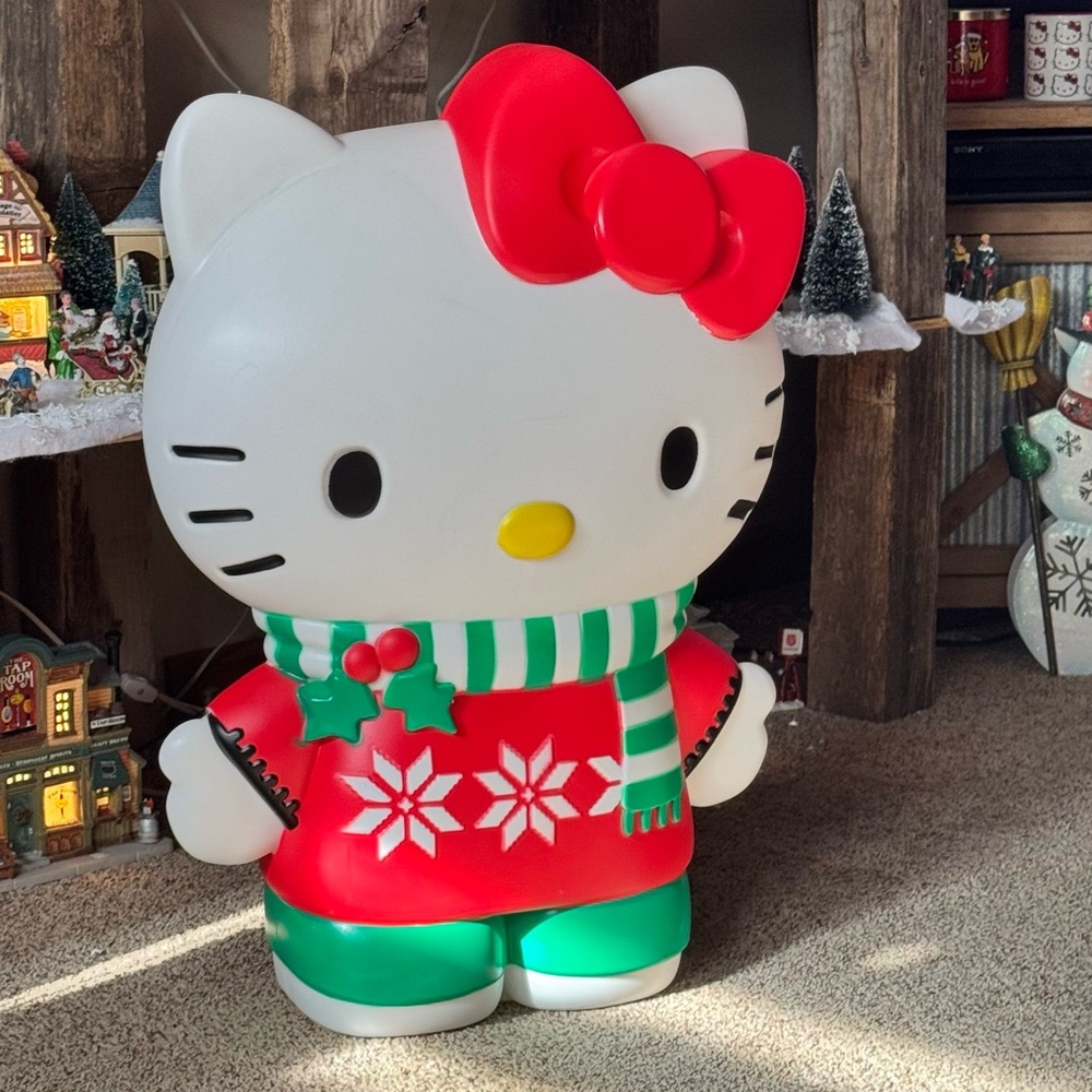 26in Christmas Blow Mold  Hello Kitty in Sweater Christmas